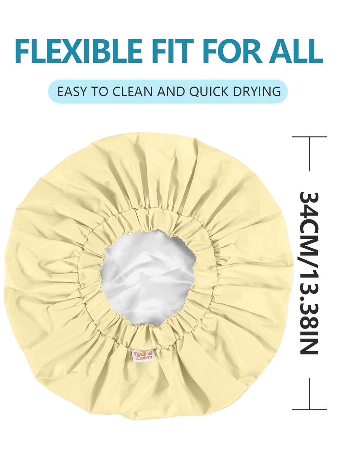 Years calm Reusable Waterproof Shower Caps for Women, Hair Caps for Showers, Double-Layer Elastic Design, for All Hairstyles, Travel-Friendly (Yellow)