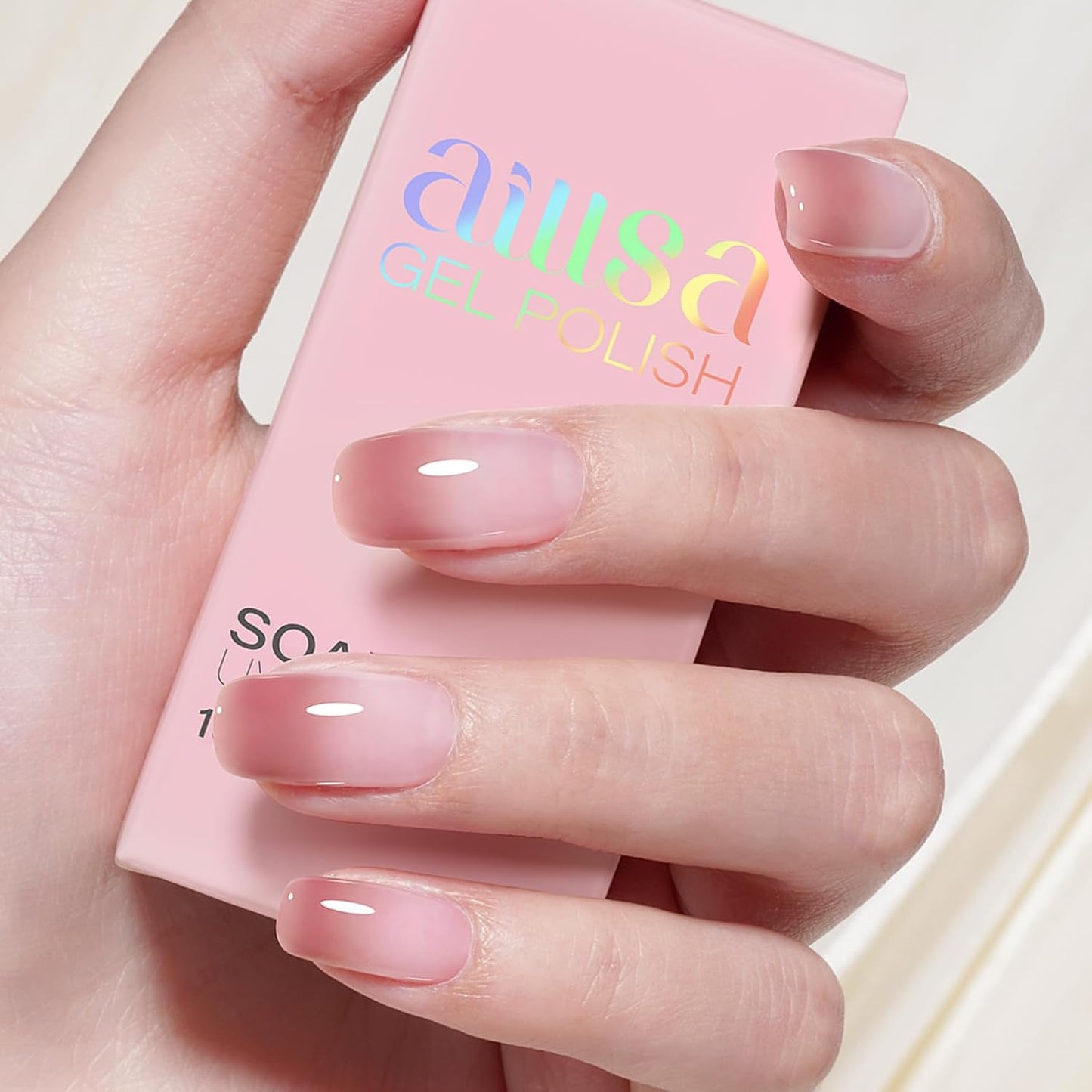 AILLSA Crystal Rose Nude Gel Polish Soft Red Jelly Gels Nail Polish Nude Pink Translucent Nail Polish Neutral Color Soak Off U V Sheer Gel Nails for Nail Salon at Home 0.51 Fl Oz