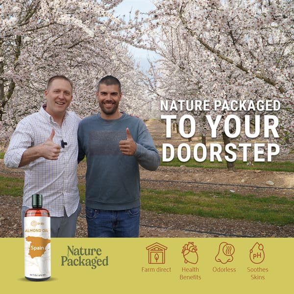 Sweet Almond Oil - for Skin and Hair - Carrier Oil for Essential Oils Mixing - From EIR Oils' Farm in Mallorca, Spain - 1 Gallon