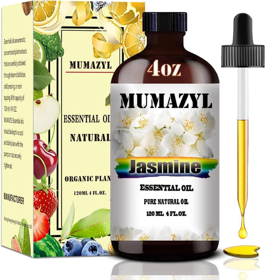 Jasmine Essential Oil, Jasmine Oil 4 Fl Oz 120ML for Diffuser Humidifier Yoga Cleaning DIY Candle Soap Making Essential Oils