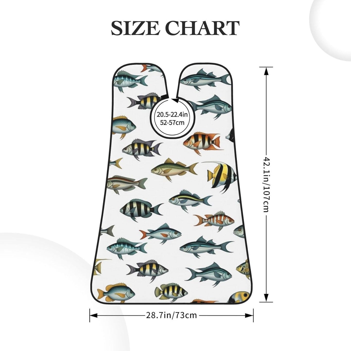 Beard Shaving Cape with Suction Cups, Sea Fish Pattern Shave Bib, Non-Stick Waterproof Hair Catcher, Grooming Bib for Men Husband