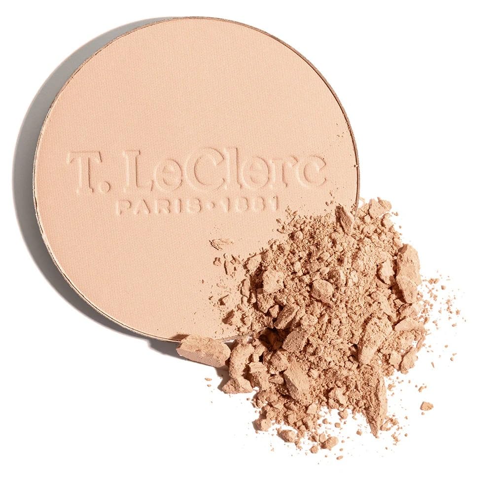 T.LeClerc Rice Compact Powder – Anti-Aging Pressed Powder with Brown Rice Ferment – Long-Lasting Natural Matte Finish – Moisturizing | Non-Comedogenic Face Powder (SABLE, 9G)