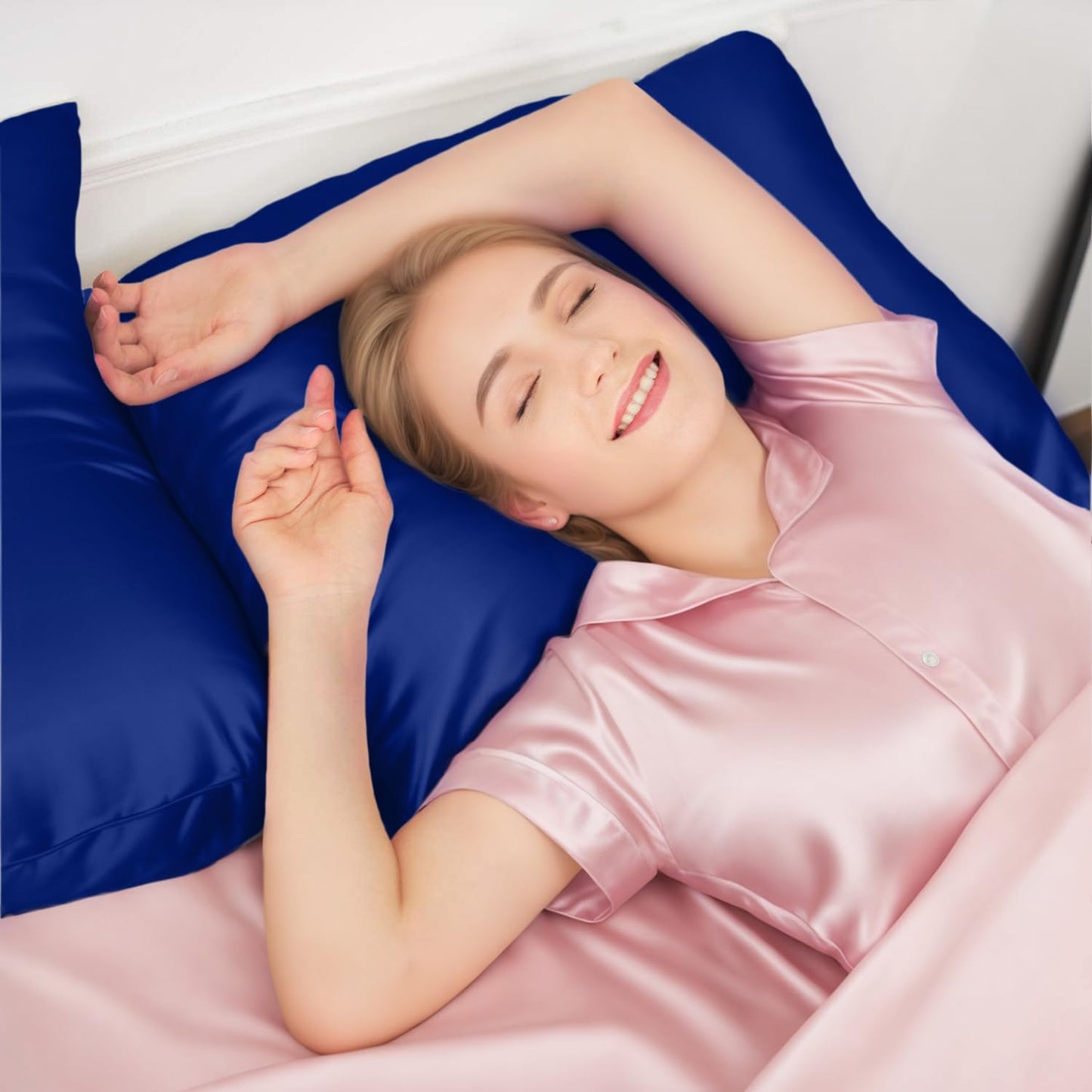 INSSL Silk Pillowcase for Women, Mulberry SIL Pillowcase for Hair and Skin and Stay Comfortable and Breathable During Sleep(Egyptain Blue,Queen)