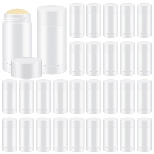 30 Pcs Empty Deodorant Containers Twist up Filling Stick Plastic Deodorant Container Refillable Bottles Bottomfill Round Lip Balm Tubes for Homemade DIY Lipstick Crayon(75 ml,White)