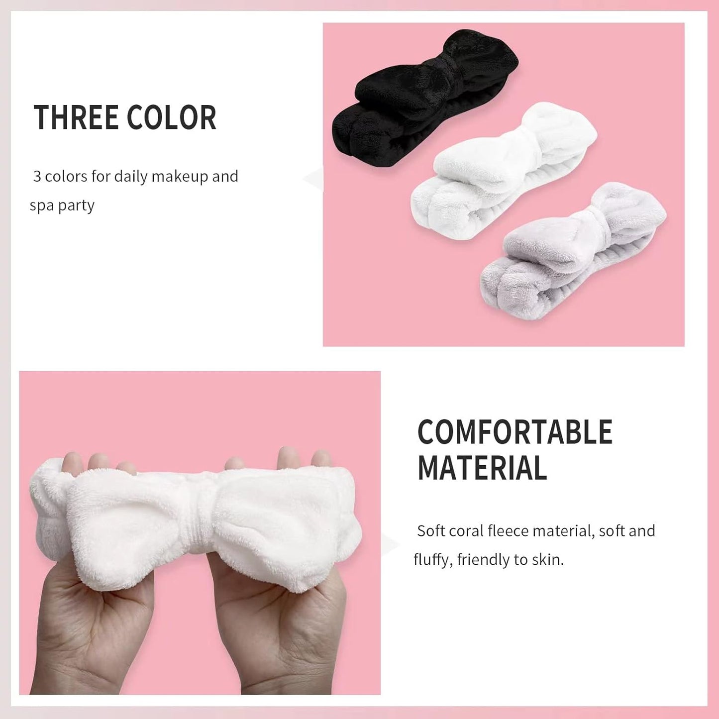 WSYUB Headband for Washing Face, Spa Bow Hair Band, Fluffy Makeup Headbands, Slumber Party Supplies, Facial Headbands