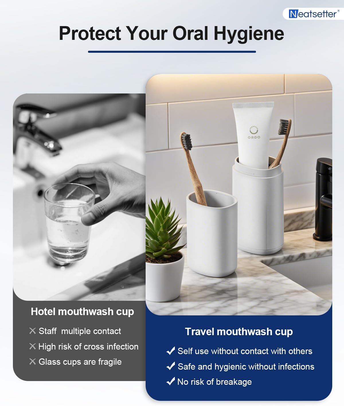 Travel Toothbrushes Holder – Portable Toothbrush Containers with Rinse Cup, Toothpaste Case with Leak-Proof Cover for On-The-Go Oral Care (Grey)