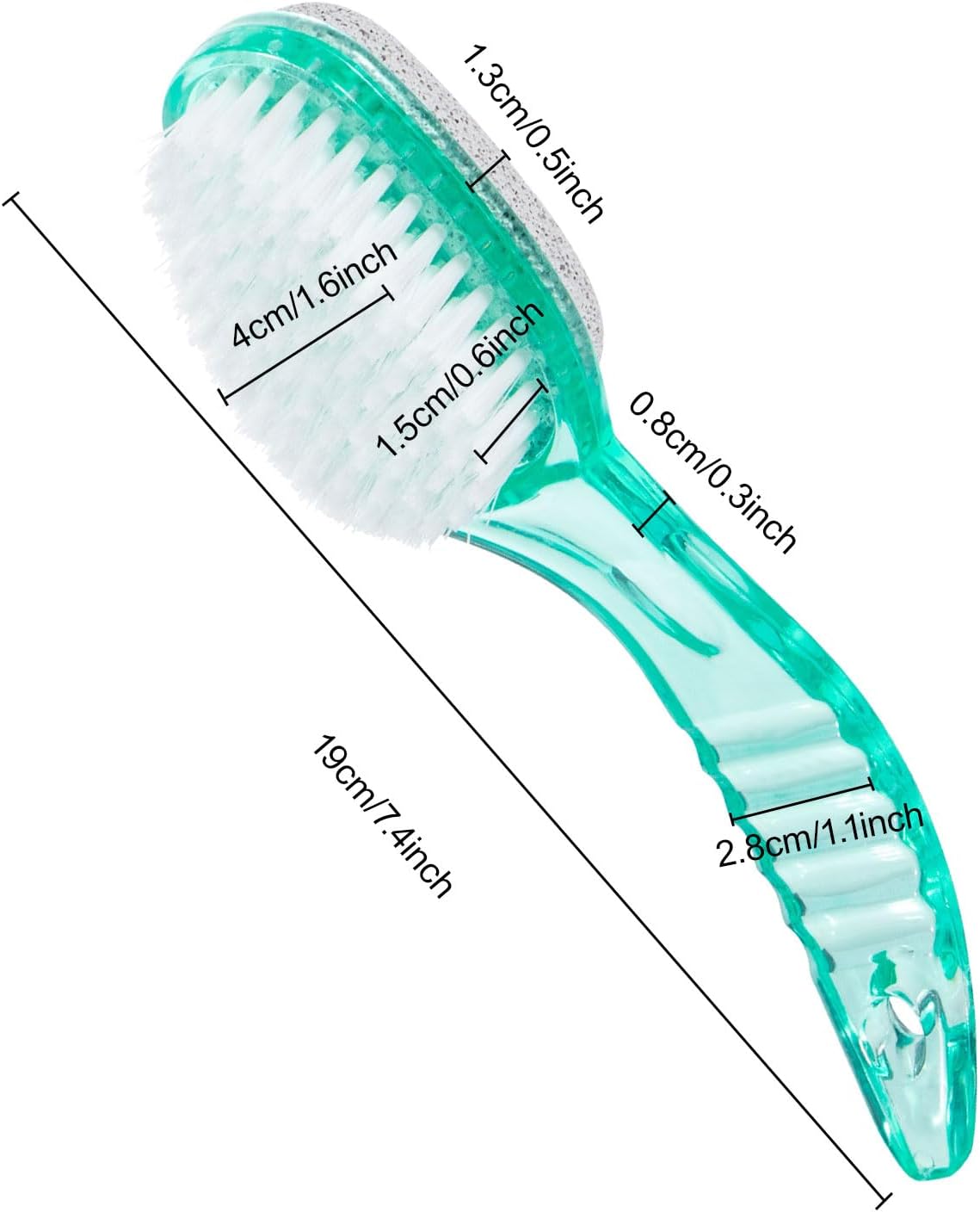2 Pcs Foot Brush for Shower with Handle 2 in 1, Large Foot Pumice Stone Brush Scrubber Foot File Calluses Remove Suitable for Horniness Foot Spa,Foot Care Smooth Skin (Green&Transparent)