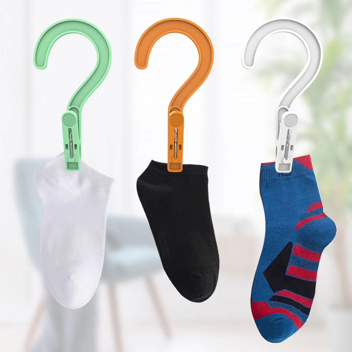 24pcs Laundry Hooks Clip Plastic Clothes Hangers Pins Super Strong Hanger Clips for Bathroom Travel Portable,Multicolor