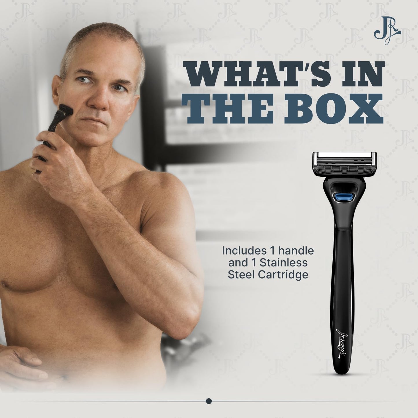 Jeremy's Razors for Men: Precision 5 Blade Razor - Stainless Blades, Lubricating Strip, Precision Trimmer - Men's Shaving Essentials Kit, Travel Shaver Face Body Head Shavers (1 Razor 1 Cartridge)