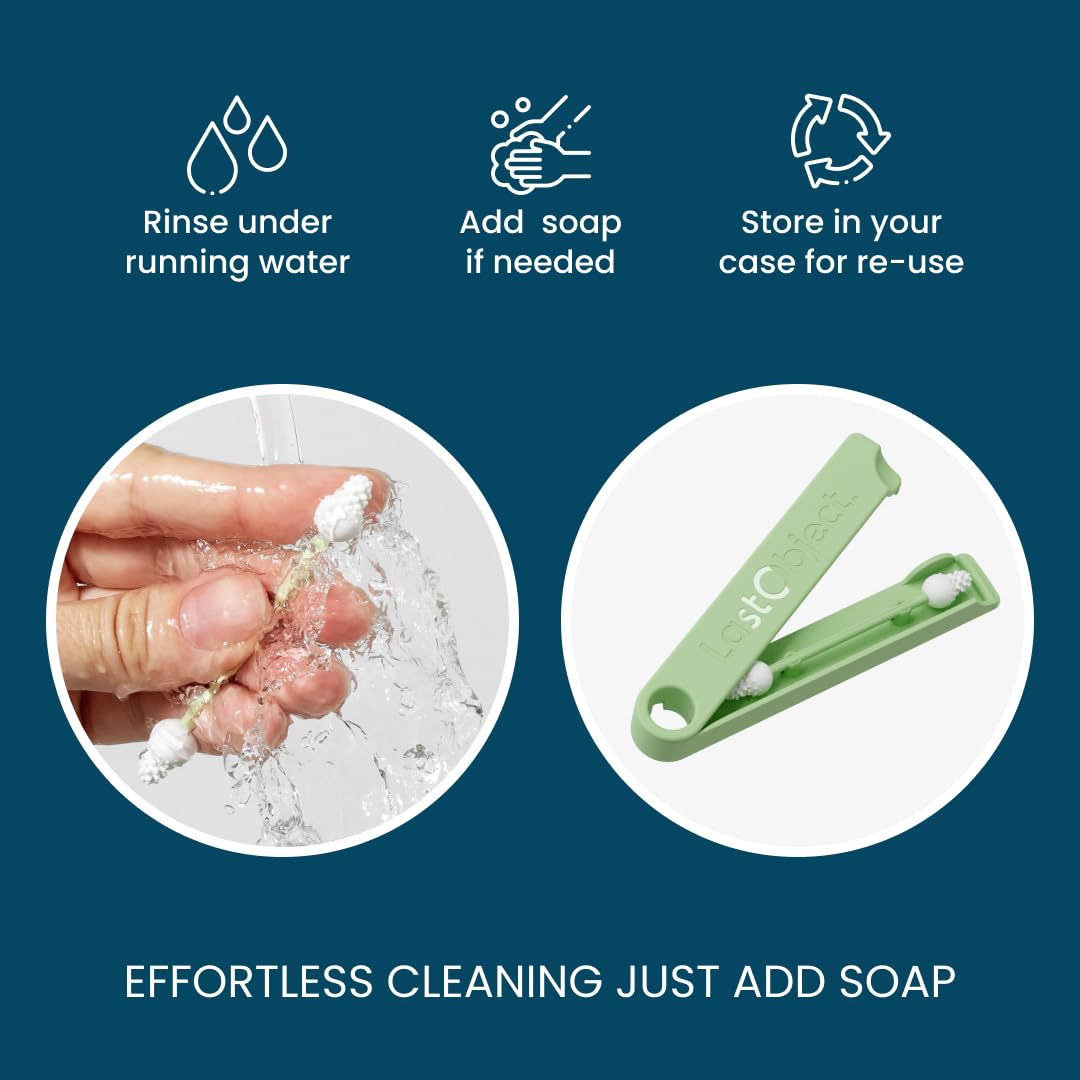 LastSwab® Reusable Cotton Safety Swabs for Baby Ear Cleaning - The Sustainable and Sanitary Alternative to Single-Use Q Tips - Easy to Clean and Zero Waste - Convenient Travel Case Holder