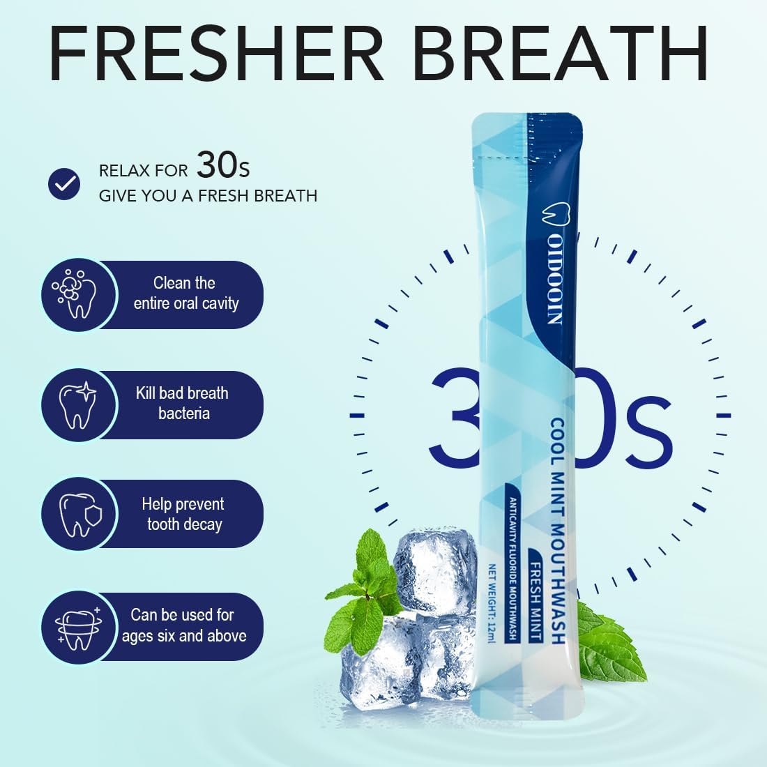 Travel Size MouthWash Packets - TSA Approved Travel Porable mouthwash, Alcohol Free, Natural Ingredients for Bad Breath,Oral Care Treatments (0.41 Fl OZ (Pack of 20))