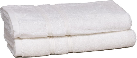 Mosobam Luxury Turkish Set of 2 Hand Towels 16X30 White 700 GSM Bamboo Viscose & Aegean Turkish Combed Cotton