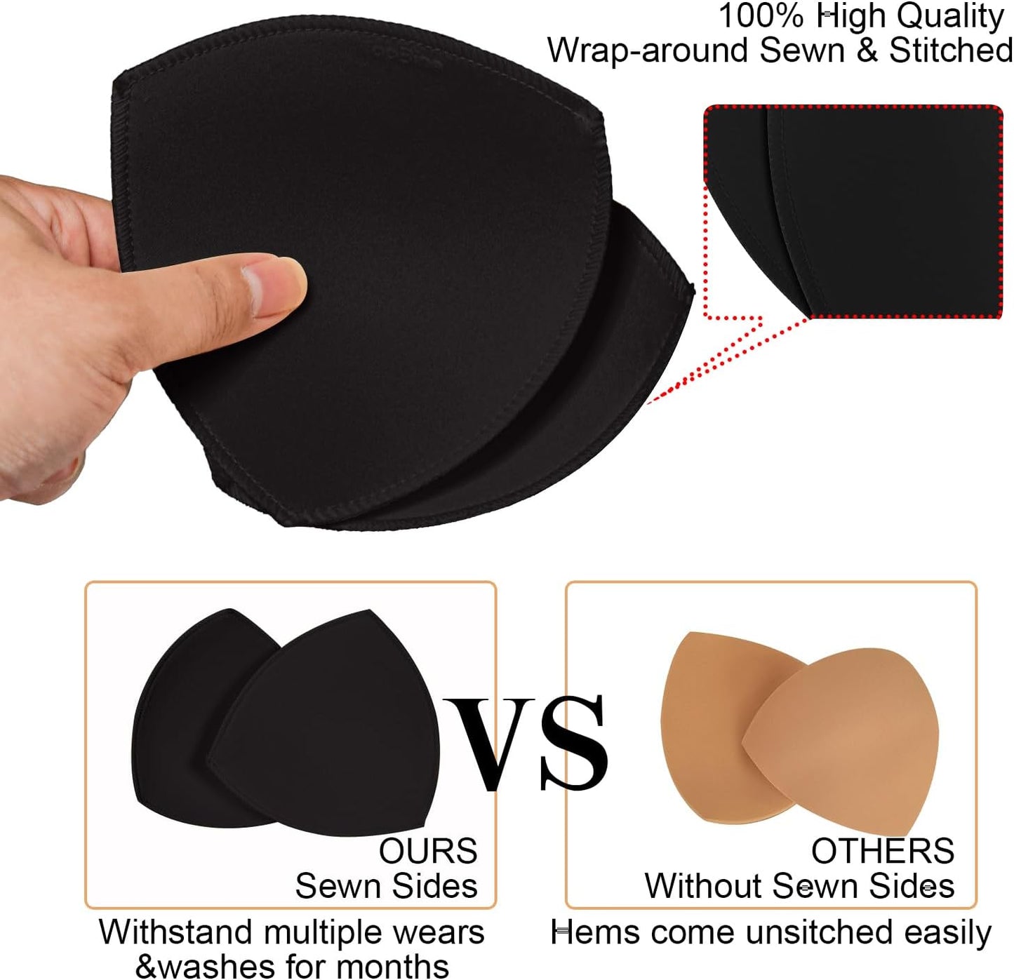 Bra Pad Insert,Removable Sport Bra Cup Triangle Breathable & Reusable Bra Pad for Yoga Bra,Swimsuits,Bikini