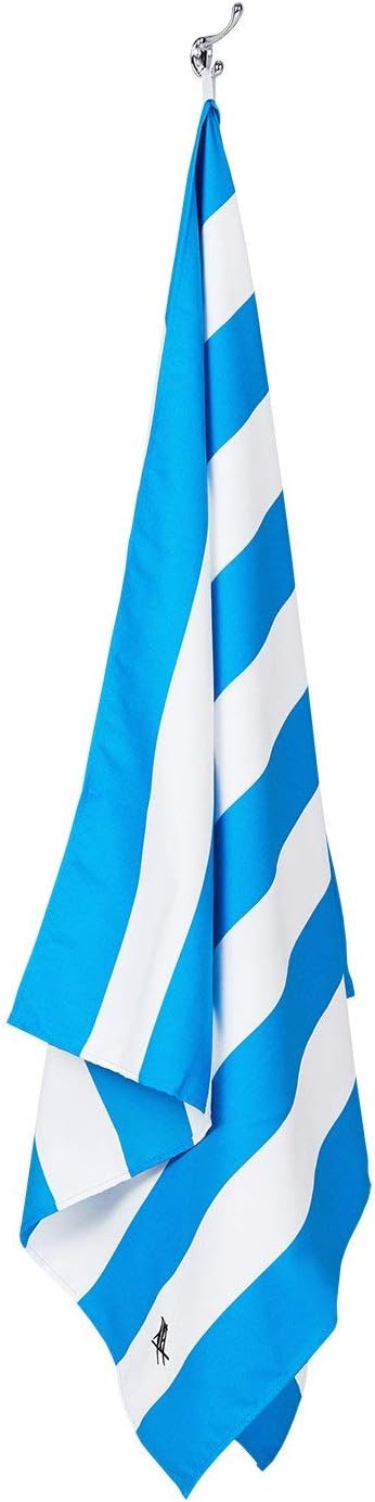 Dock & Bay Beach Towel - Quick Dry, Sand Free - Compact, Lightweight - 100% Recycled - Includes Bag - Cabana - Bondi Blue - Large (160x90cm, 63x35)