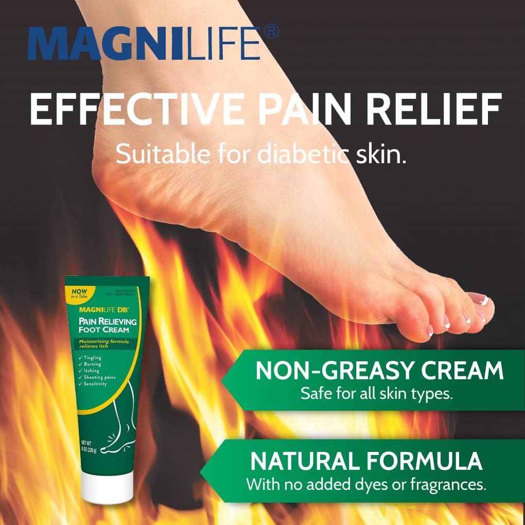 MagniLife DB Foot Cream, Calming Relief for Burning, Tingling, Shooting & Stabbing Foot Sensations - Soothes Dry, Cracked, Itchy, Sensitive Skin (4 oz Tube)