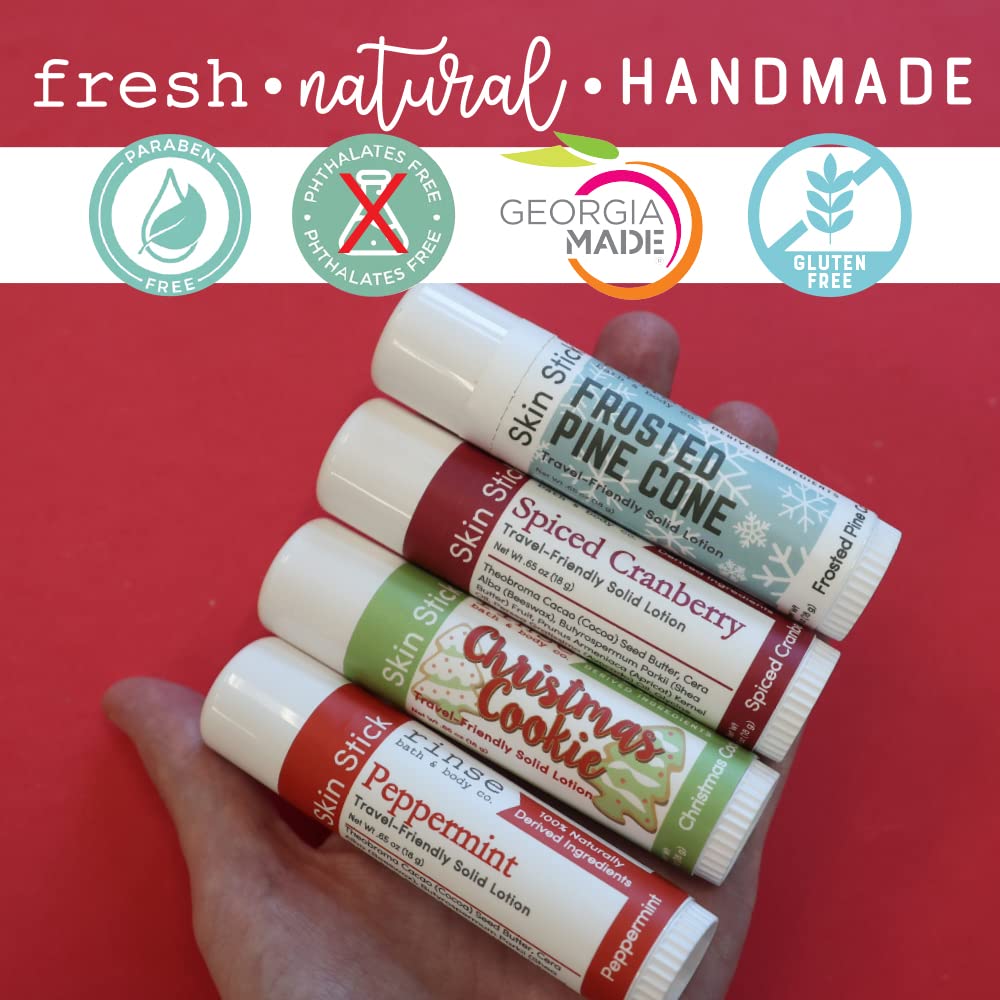 Rinse Bath & Body Spiced Cranberry Solid Lotion Stick - Natural Lotion w/Shea and Cocoa Butter | No Mess Travel Lotion w/Beeswax, Apricot & Refined Avocado Oil | Vegan | Handmade |.5oz