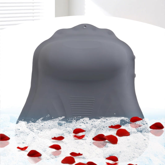 Silicone Bath Pillow for Tub – Ergonomic Bathtub Headrest with Inflatable Air Cushion, Non-Slip Suction Cups & Neck/Back Support – Comfortable Spa Bath Accessory for Relaxation (Grey)