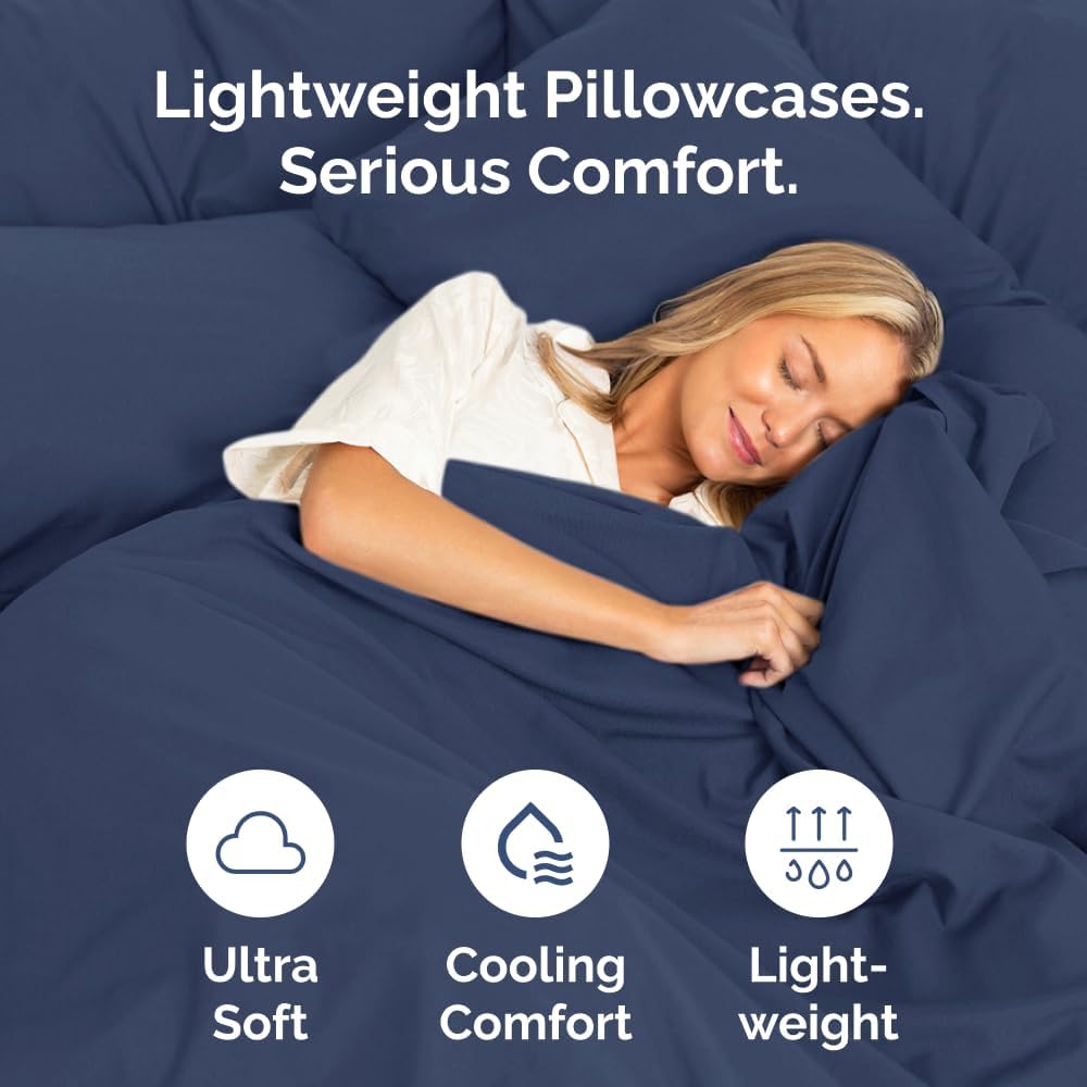 Queen Pillow Cases Set of 10 - Ultra Soft Hotel Quality Pillowcase Covers - Comfy, Cozy & Wrinkle Free - Shrink, Stain and Fade Resistant - Machine Washable Pillow Protectors - 10 Pcs Set - Navy Blue