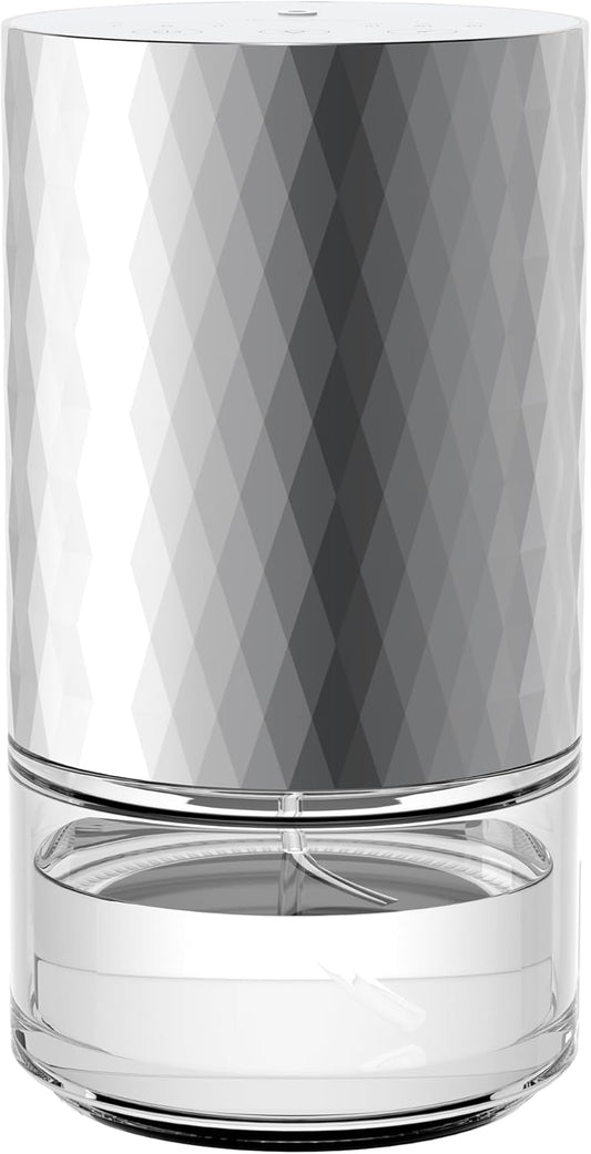 Airversa Waterless Diffuser Essential Oil 100ml Capacity Scent Air Machine for Home Aromatherapy Premium Metal Nebulizer Battery Operated 3 Mist Settings Timers Color Light AN5(Silver)