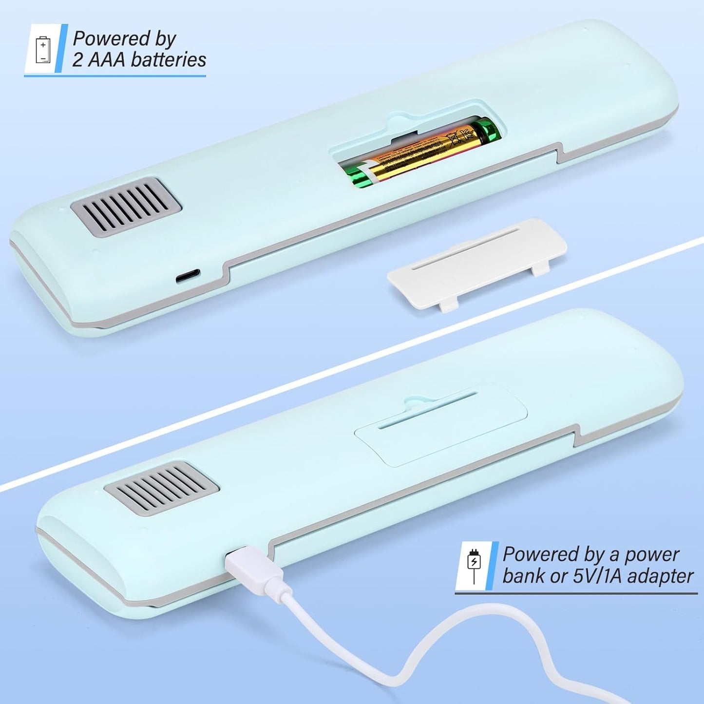 YourMate UVC Toothbrush Case Travel Toothbrush Covers Case for Houshold and Traveling Power by AA Battery or USB-C Blue