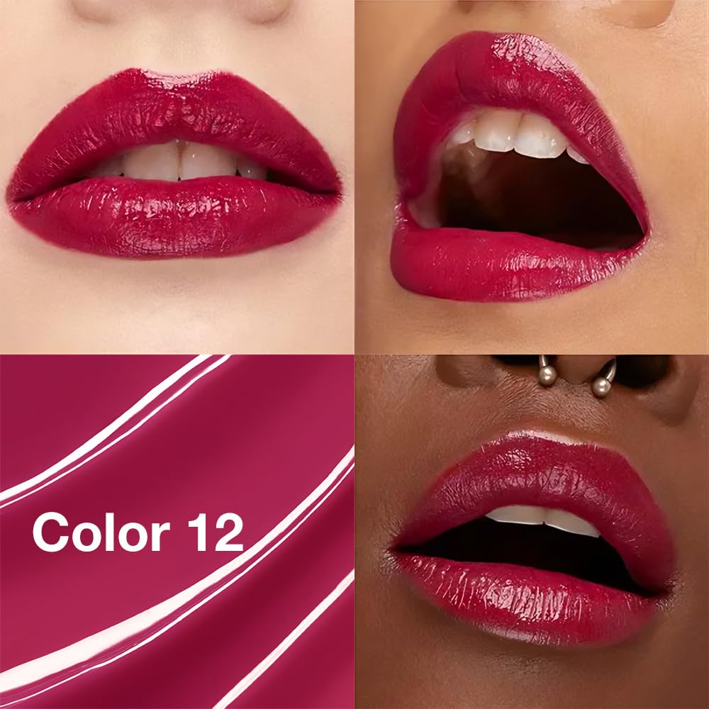 1Pcs Tinted Lip Balm Moisturizing Lipstick – Waterproof Hydrating Matte Lip Balm for Women, Creamy Natural Color Stain for Dry Lips,Soft Matte Finish with Subtle Scent (#12 Berry Rose Red)