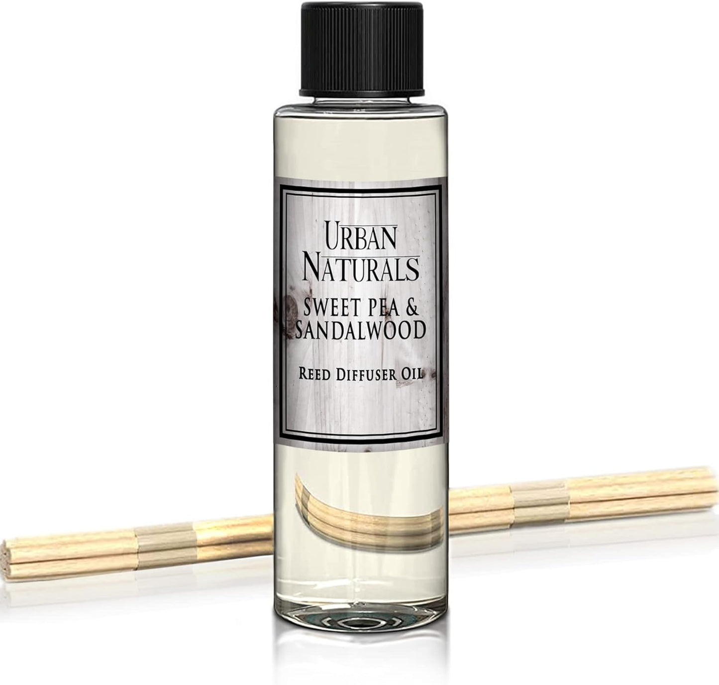Urban Naturals Reed Diffuser Oil Refill, Sweet Pea & Sandalwood Diffuser Oils with Jasmine, Berries, Sweet Pea, 4 oz + Free Reed Sticks, Made in The USA