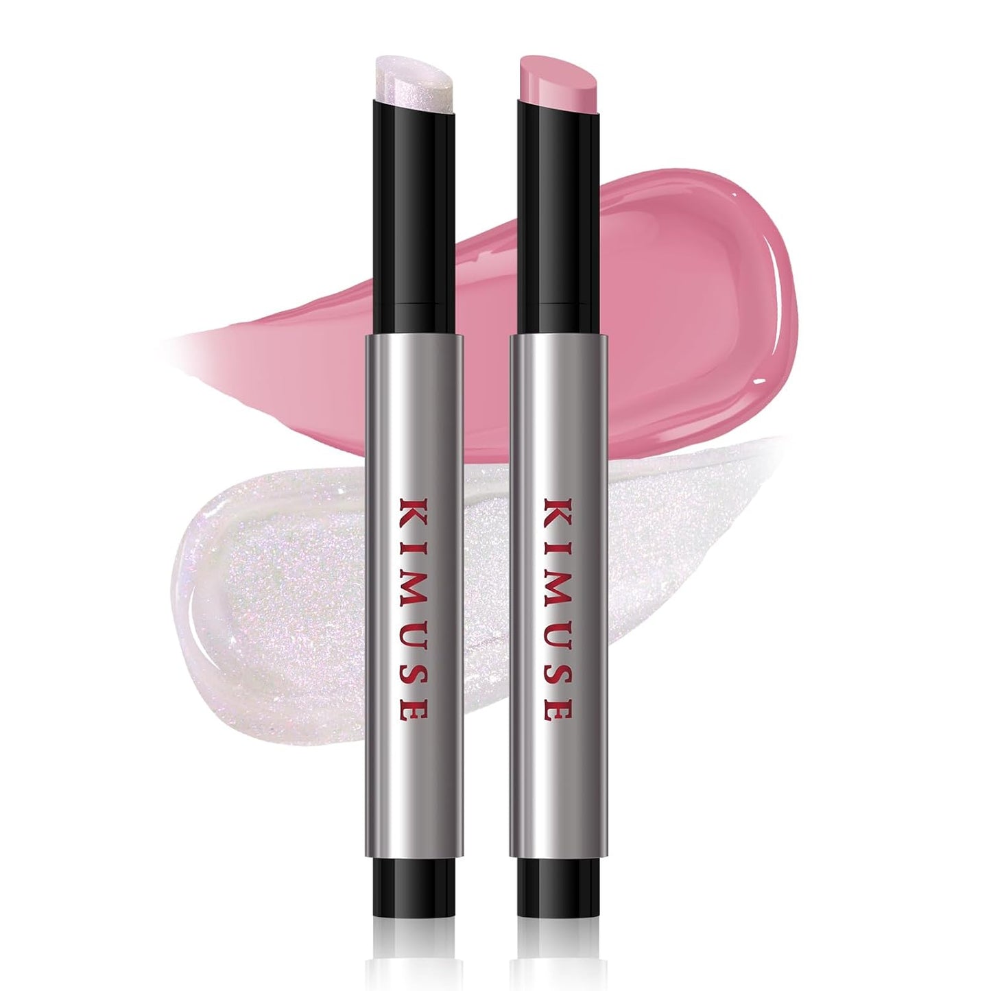 KIMUSE Lip Plumper, 2PCS Moisturizing All-in-one Lip Plumping, Gloss, Balm, Non Sticky Lip Plumper Solid Lipstick Click Lip Balm, Buildable, Vegan & Cruelty-Free