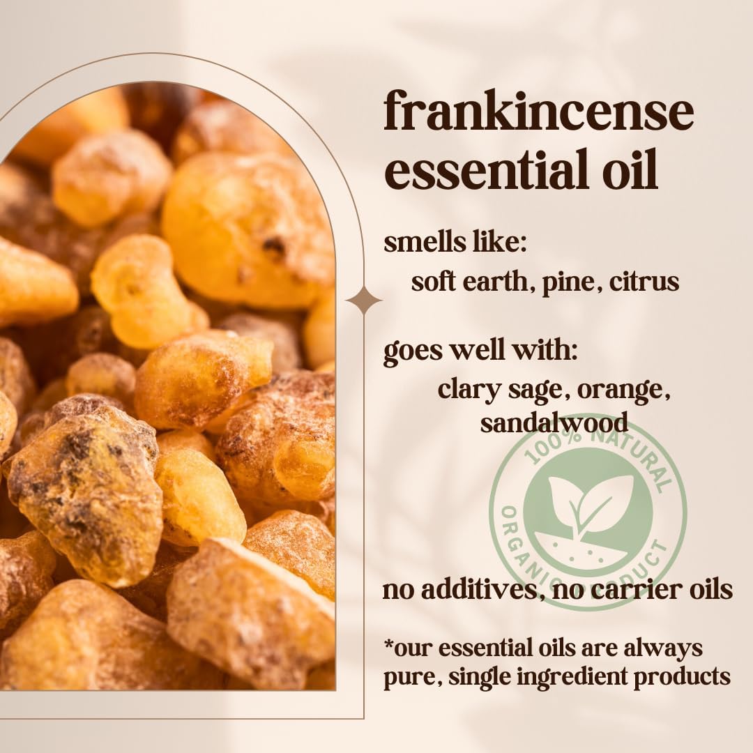 Avivni Frankincense Essential Oil - 100% Pure & Natural, Undiluted for Aromatherapy, Hair, Muscle, Diffuser (0.33oz - 10ml)