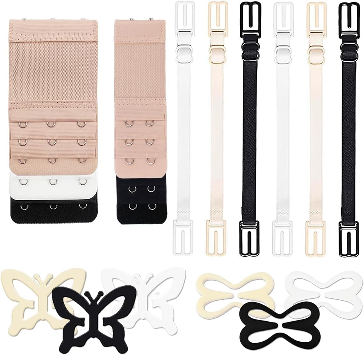 18 Pcs Bra Straps Clips Adjustable Non Slip Bra Clips for Racerback Bra Straps Holder Bra Extenders 2/3 Hook