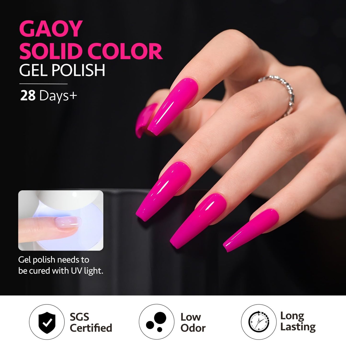 GAOY Hot Pink Gel Nail Polish, Baby Pink Peony Neon Gel Polish Kit for Salon Manicure and Nail Art DIY at Home, Gift for Women