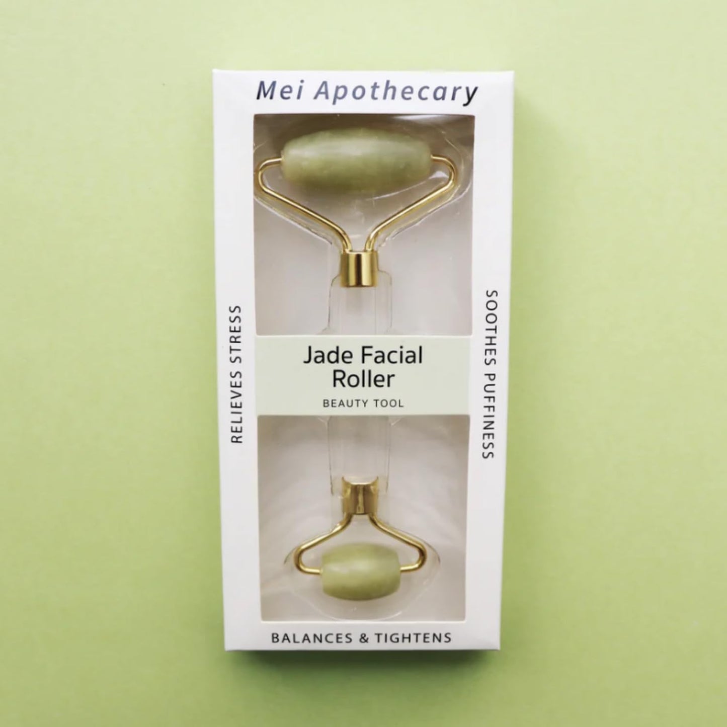 Mei Apothecary Jade Stone Face Roller - Facial Massager Tool for Radiant Skin, Authentic Xiuyan Jade Roller for Eyes