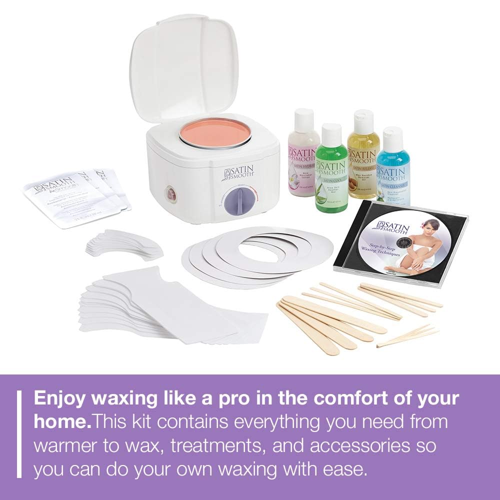 Satin Smooth Professional Single Deluxe Cream Wax Warmer Kit For Unwanted Facial And Body Hair Removal