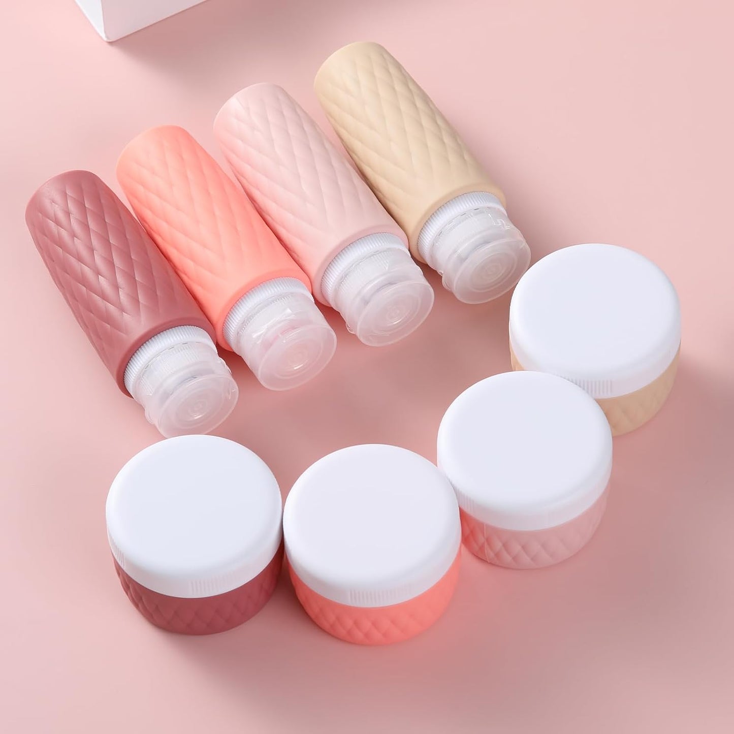 8 Pack Travel Bottles for Toiletries - 3 OZ / 90 ML, | Leak Proof Silicone Containers with Clear Bag, Travel Size Toiletries for Lotions, Creams, Foundation, Shampoo, body wash and More |