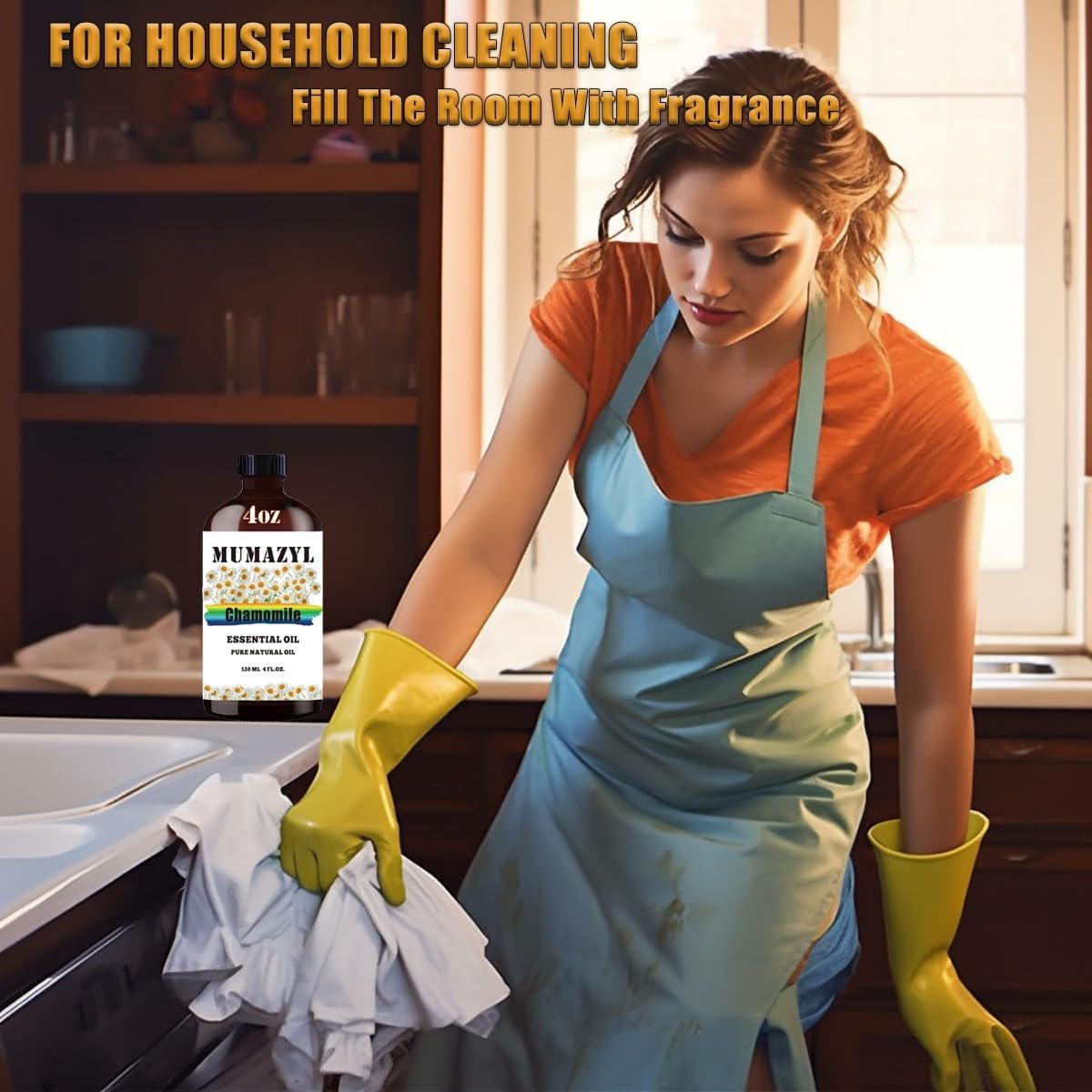 Chamomile Essential Oil, Chamomile Oil 4 Fl Oz 120ML for Diffuser Humidifier Yoga Cleaning DIY Candle Soap Making Essential Oils