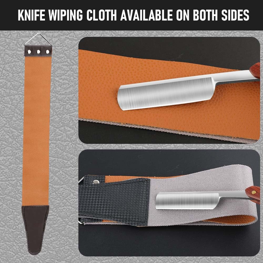 Straight razors for men Professional Straight Edge Barber Razor Premium Stainless Steel Shaver Razor with Shaving Strop for Men Home & Salon Grooming Using (NO.177)