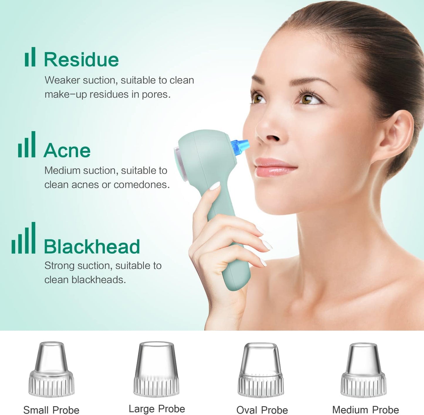 Face Scrubber Exfoliator,Facial Cleansing Brush Waterproof with LCD Screen,Blackhead Remover Vacuum with 5 Brush Heads,Face Spin Brush for Exfoliating (Green)