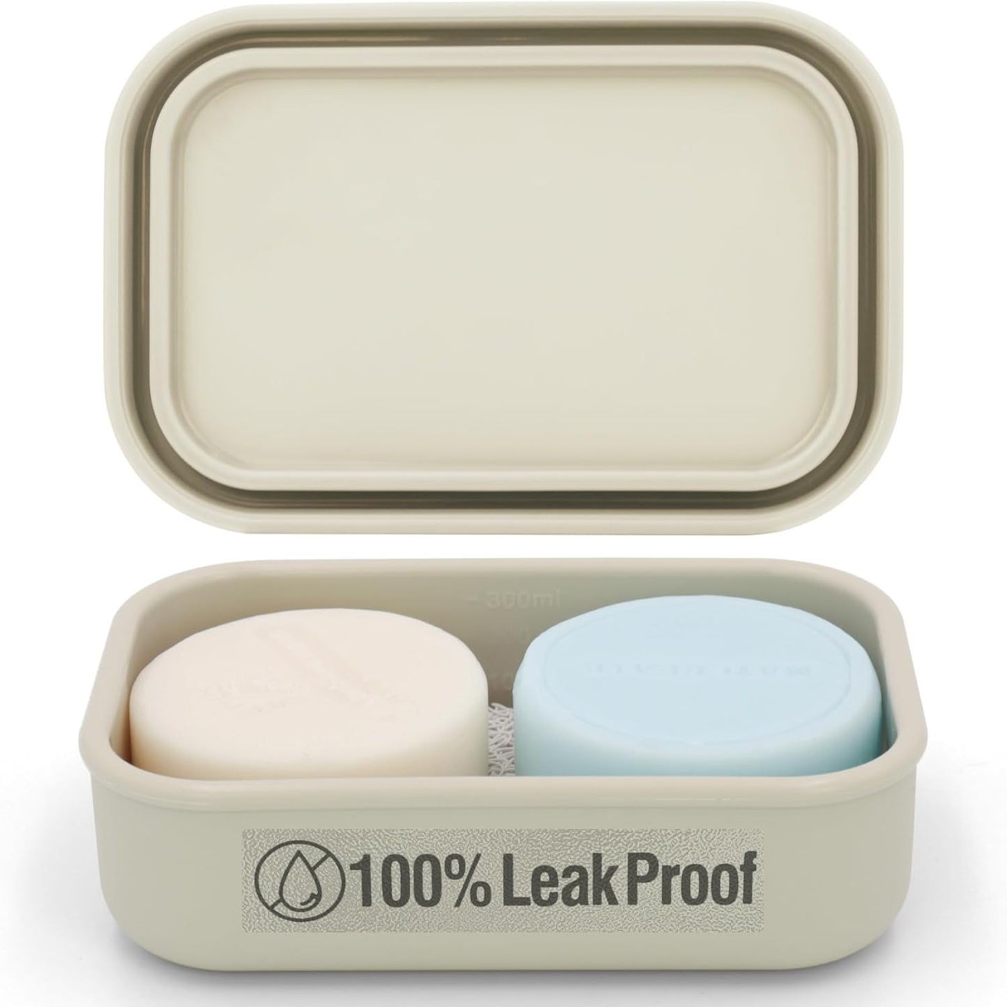 Enhanced Leak-Proof Travel Soap Case with Draining Pad, Silicone Soap Container for Traveling, Shampoo Bar Travel Case for Camping, Gym, Easy to Clean (Off-white)