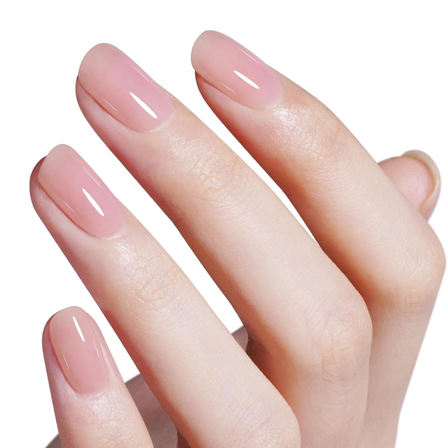 AILLSA Nude Pink Gel Nail Polish Crystal Pink Jelly Gel Polish Sheer Natural Color Polish Light Neutral Translucent Nail Polish Soak Off U V for French Manicure at Home 0.51 Fl Oz /GB93