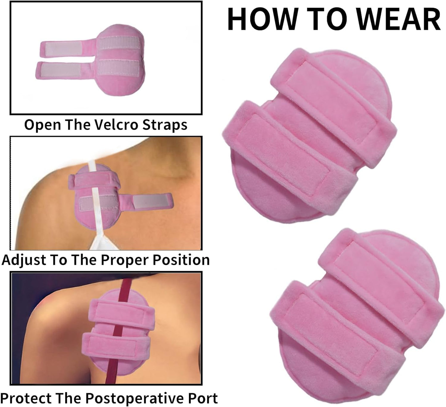 Soft Mastectomy Pacemaker Pillow for Pacemaker Recovery Post Surgery Breast Cancer Chemo Port Chest Protector Bra Strap Pad Protector, Support Cushion Gifts for Women and Men (Pink)