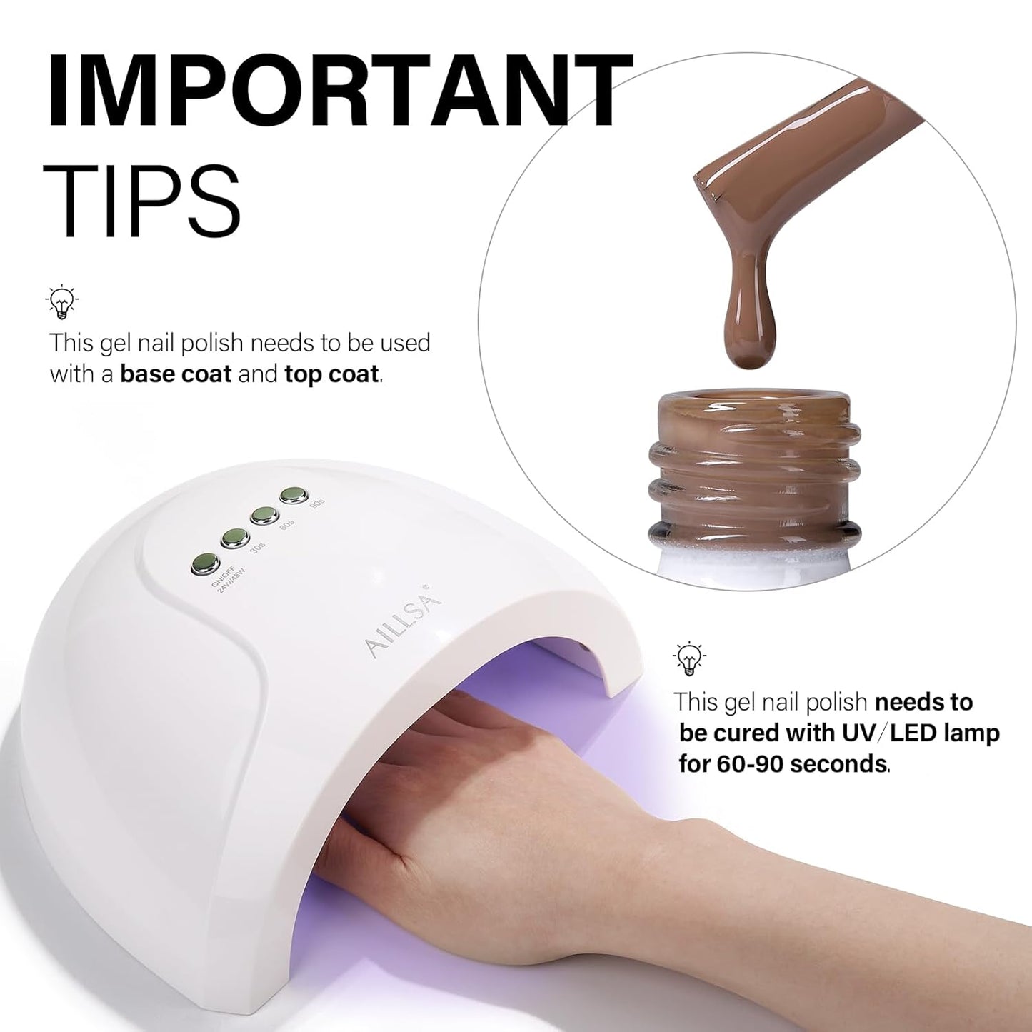 AILLSA Caramel Brown Gel Nail Polish Coffee Dark Nude Polish Fall Winter Color Jelly Gels Nail Polish Natural Sepia Long Lasting Soak Off U V Gel Nail Salon DIY Holiday Gifts for Women 0.51 Fl Oz/GF06