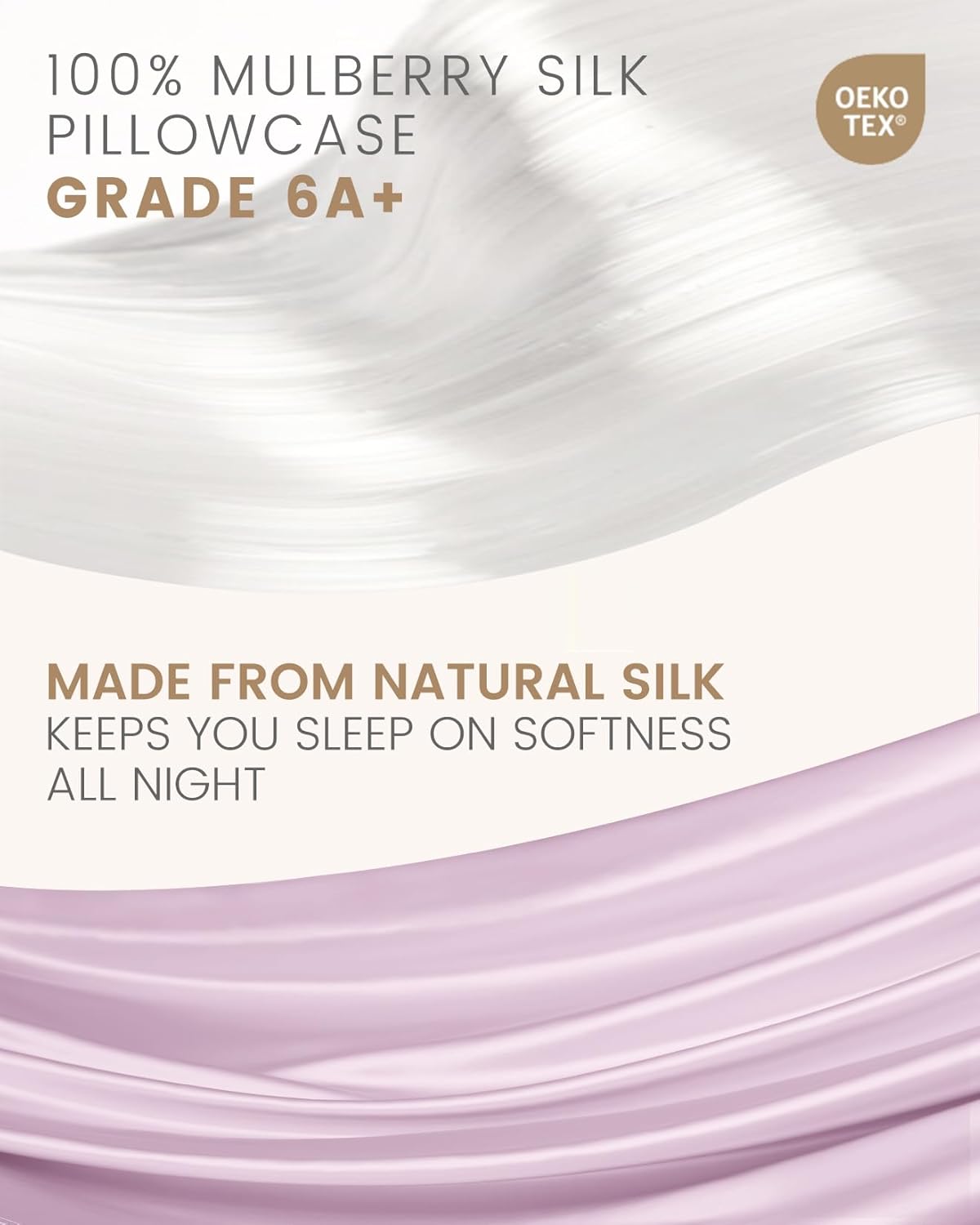 THXSILK Set of 2 100% Mulberry Silk Pillowcase for Hair and Skin Health, Soft Breathable and Smooth Pillowcases with Hidden Zipper, Both Sides Premium Grade 6A+ Silk, Standard 20"x26", Light Purple