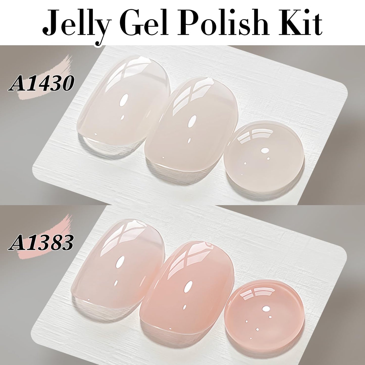 Double Rhythm Gel Nail Polish Set of 6 Colors Baby Light Pastel Milky Nail Polish Starter Kit Art DIY Salon Home (Jelly Sheer Pink Nude White,Kit37)