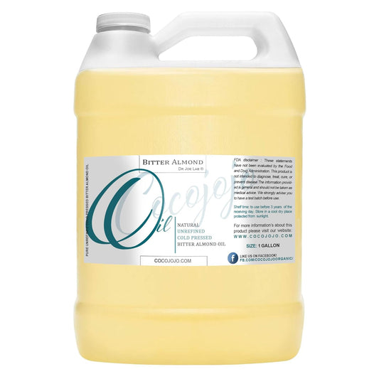 cocojojo Pure Bitter Almond Oil - Unrefined, Cold Pressed, Extra Virgin, All Natural - Perfect for Hair, Face, Skin, Nails (1 Gallon)