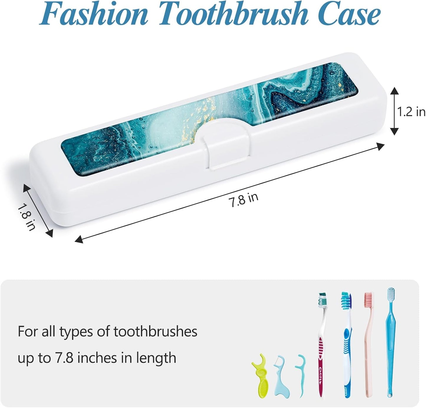 2 Pcs Toothbrush Travel Case - Colorful Pattern, Holder and Covers for Toothbrushes, Includes Tongue Scraper Case