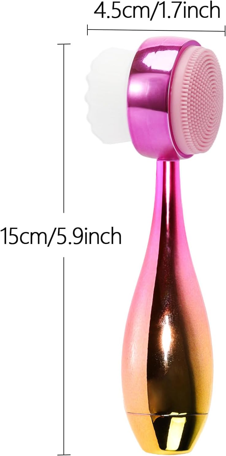 Face Brush 2 in 1, Facial Cleansing Brush Double Sides, Facial Exfoliation Scrub Brush Silicone Manual Face Scrubber Brush for Gentle Deep Pore Cleansing, Skincare (Gold, 2 Pack)