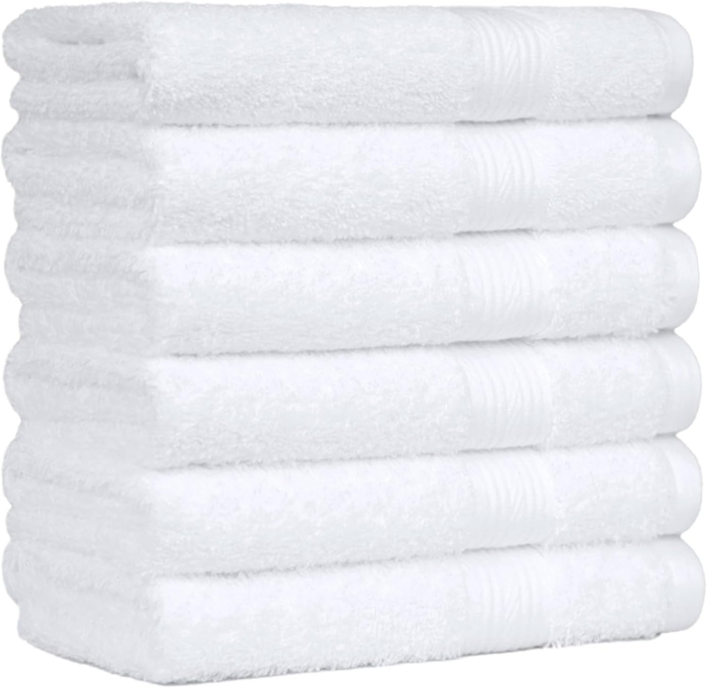 Amazon Basics 6 Piece hand towels for bathroom, Fade Resistant 100% Cotton Hand Towels, soft absorbent bathroom hand towels 6 - Pack (26''x16''), White