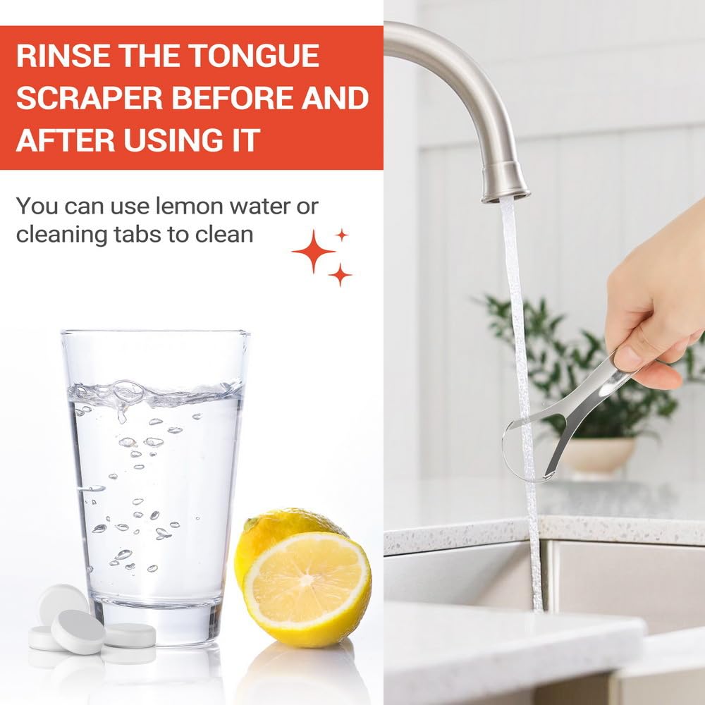 3 Pack Metal Tongue Scraper,Stainless Steel Tongue Scraper for Adults Mouth Cleaning