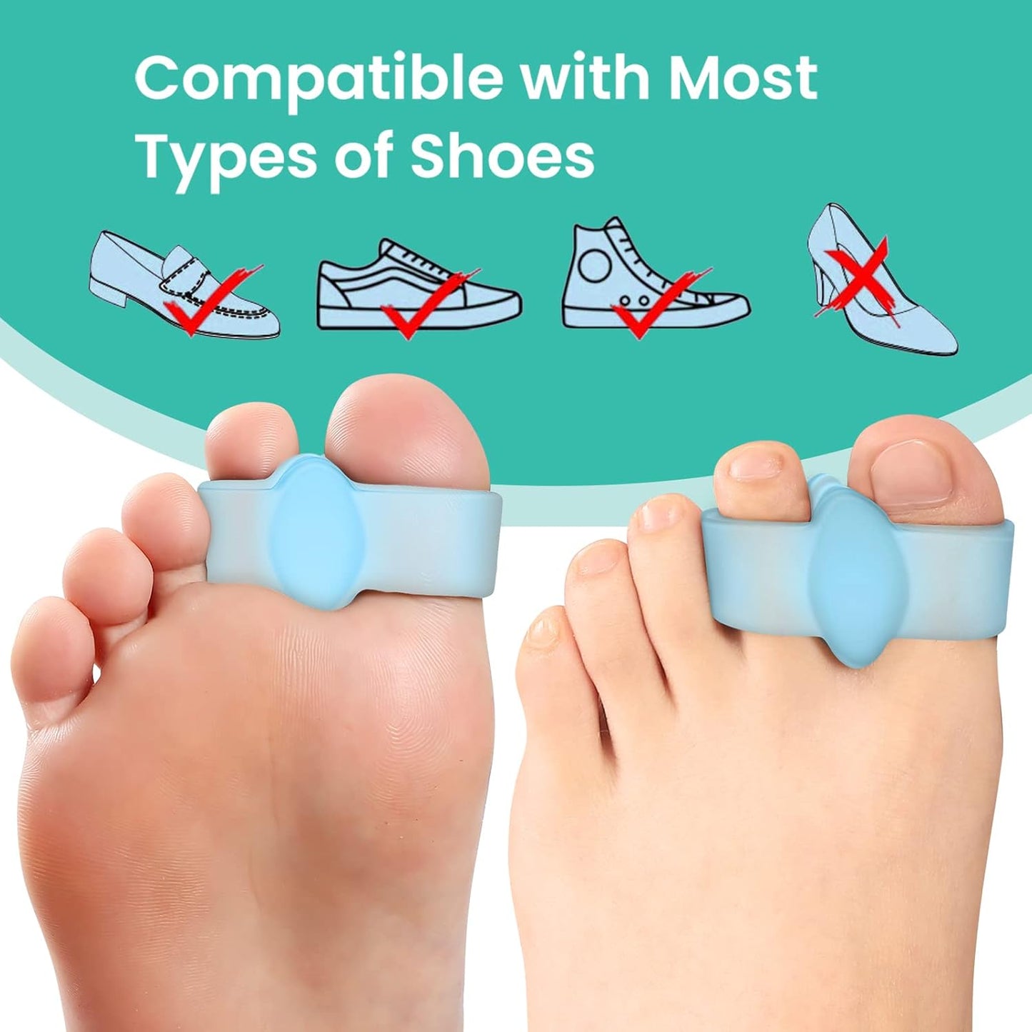 Welnove Pack of 12 Bunion Corrector, Toe Separators with 2 Loops, Big Toe Spacer Suitable for Bunion and Overlap Toe (Blue)