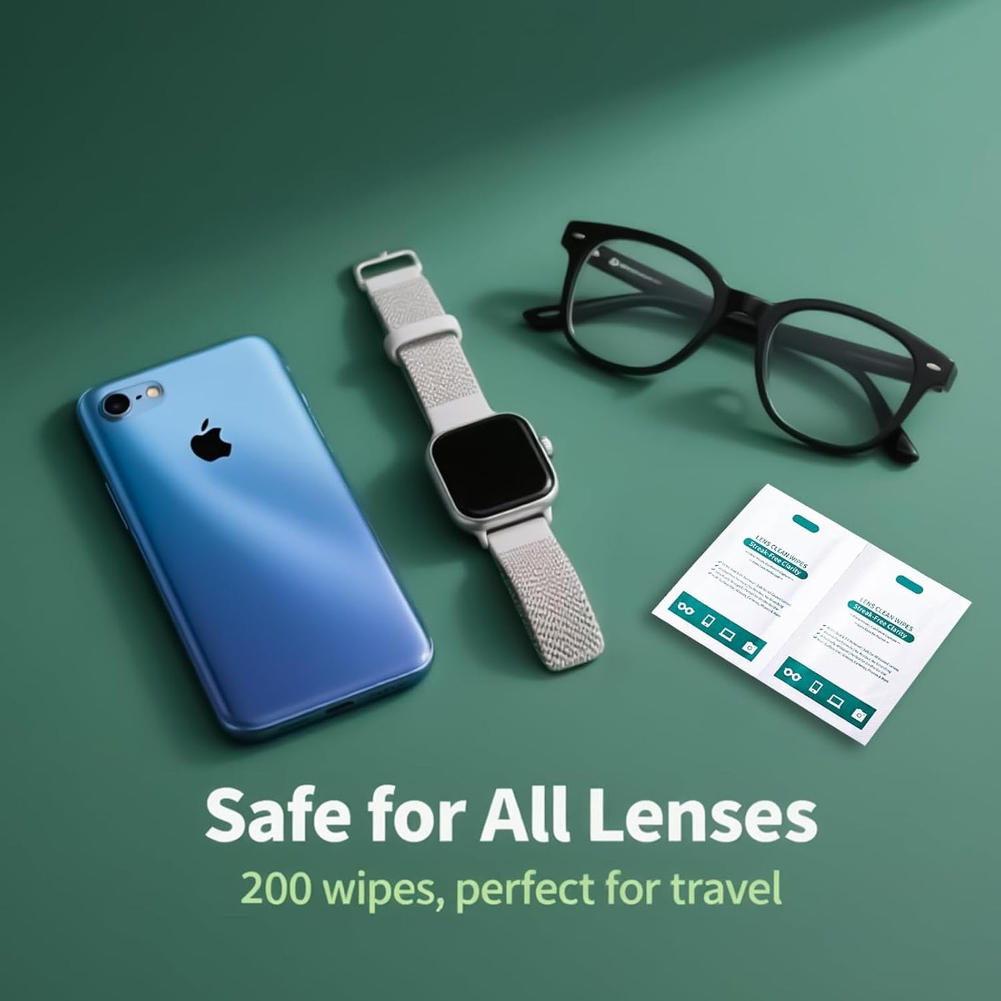 Eye Glasses Cleaner Wipes,Lens Wipes for Glasses/Sunglasses/Eyeglasses,Cleaning Wipes,Lens Wipes Individually Wrapped,Safe for All Lens Surfaces(200PCS)