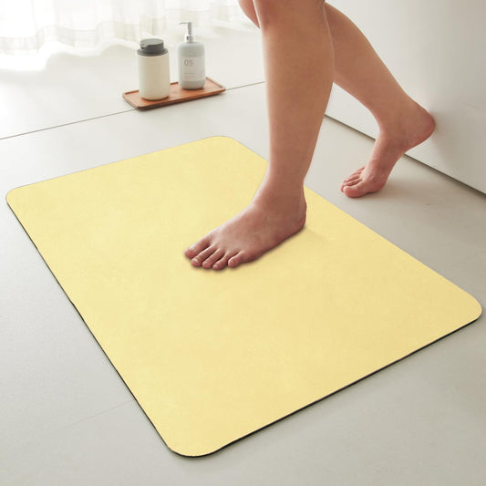 Bath Mat, Bathroom Rugs Non Slip Washable Thin Absorbent Quick Dry Bath Mat Fits Under Door Bathroom Floor Mat Perfect for Bath, Shower, or Sink 20"x48" Light Yellow